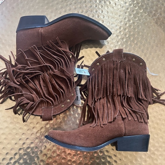 Smoky Mountain Girls Fringe Leather Suede Cowboy Boots - Picture 4 of 6
